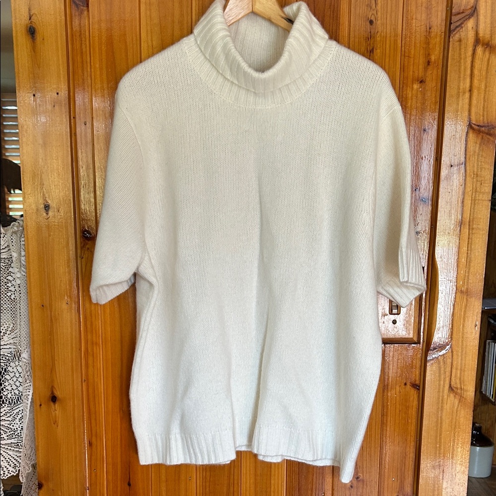 White Turtleneck Short-Sleeve Sweater